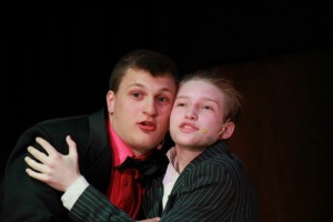 Angelo Maskornick as Roger De Bris and Eric Rooney as Carmen Ghia in Shenandoah Valley High School’s The Producers.